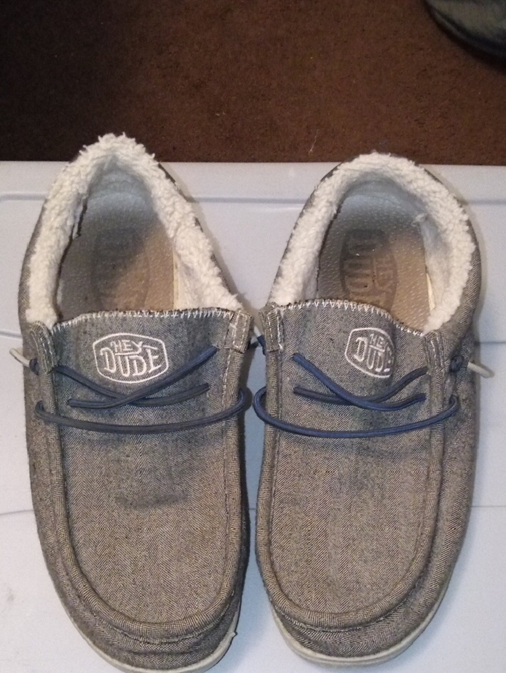 Hey Dude Cream Sherpa-Lined Slip-On with Gray Upper